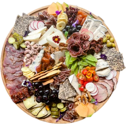 A Charcuterie Board With Meats & Cheeses